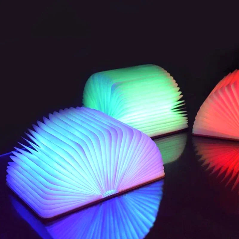 Lampe livre pliable en bois à couleurs