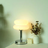 Lampe macaron en verre opalin